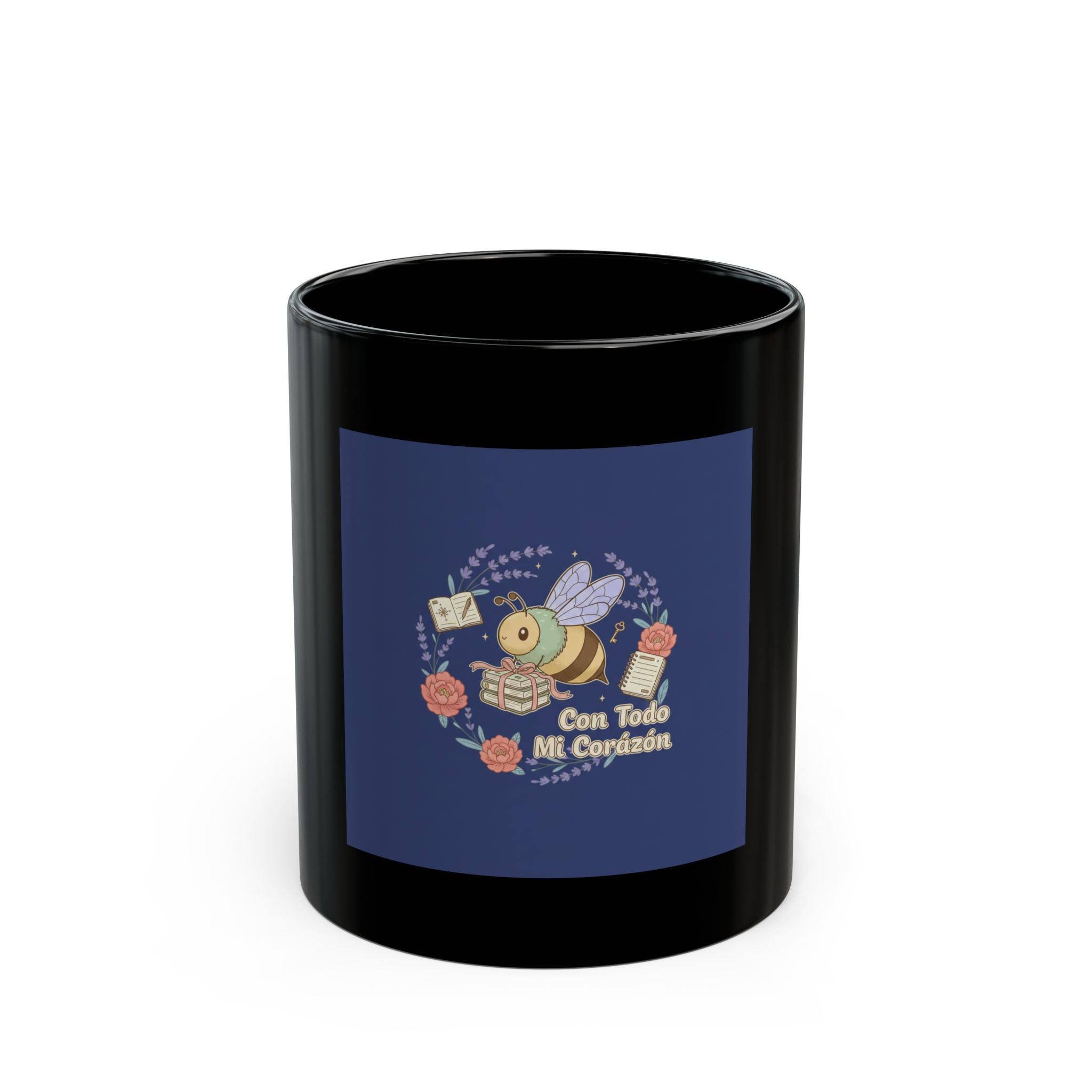 Con Todo Mi Corazón Bee Black Mug 11oz