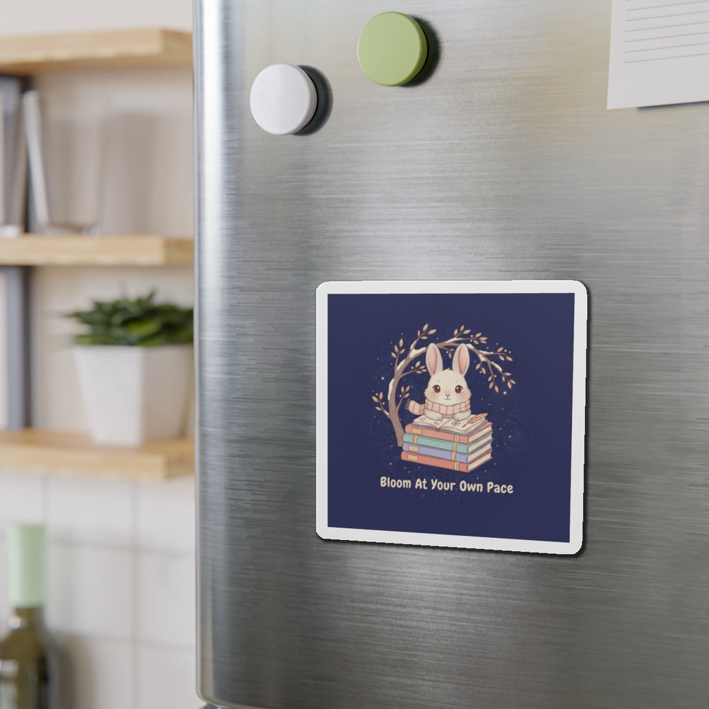 Rabbit Die-Cut Magnet – Bloom at Your Own Pace