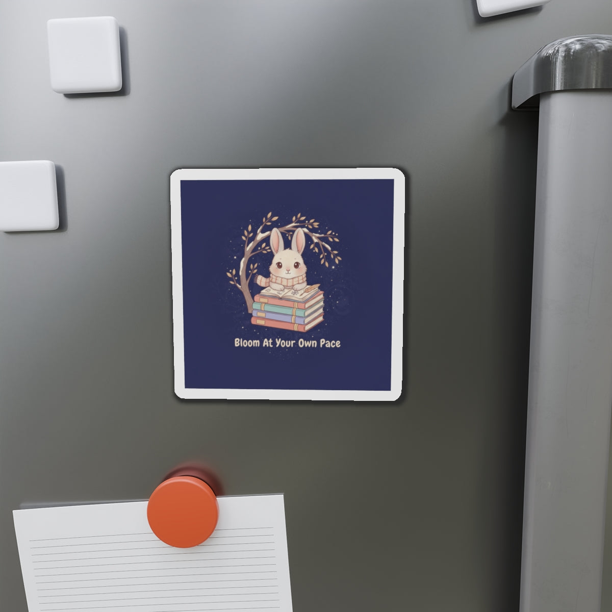 Rabbit Die-Cut Magnet – Bloom at Your Own Pace