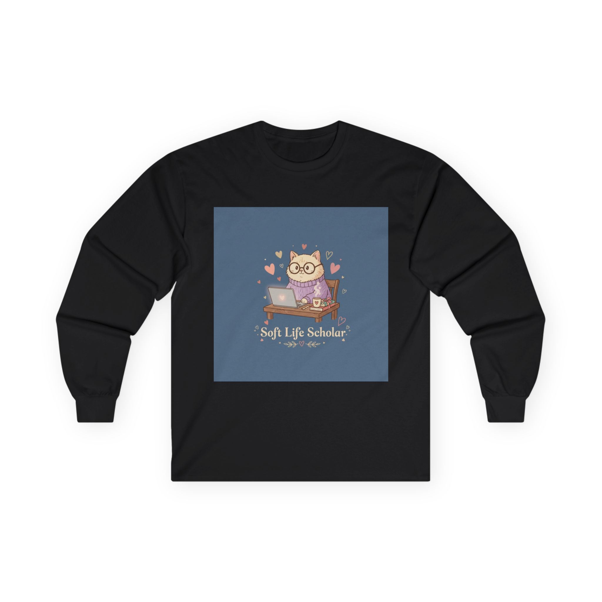 Soft Life Scholar Cat Long Sleeve Tee