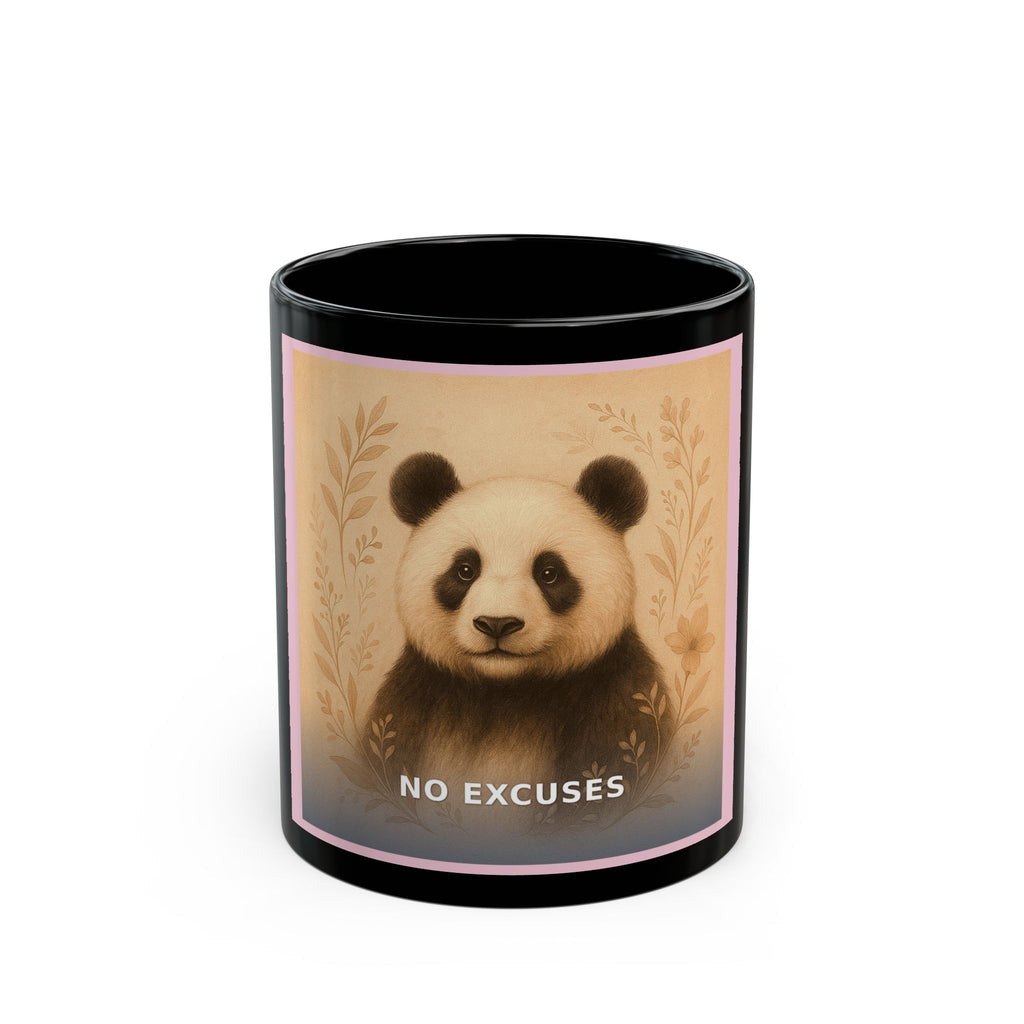 "No Excuses" Black Cat Black Mug | College Girl Gift | Fashion | KayKay Classics