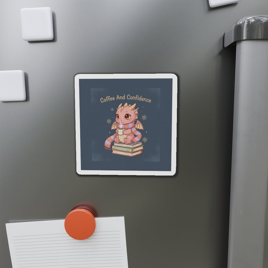 Dragon Die-Cut Magnet – Coffee and Confidence