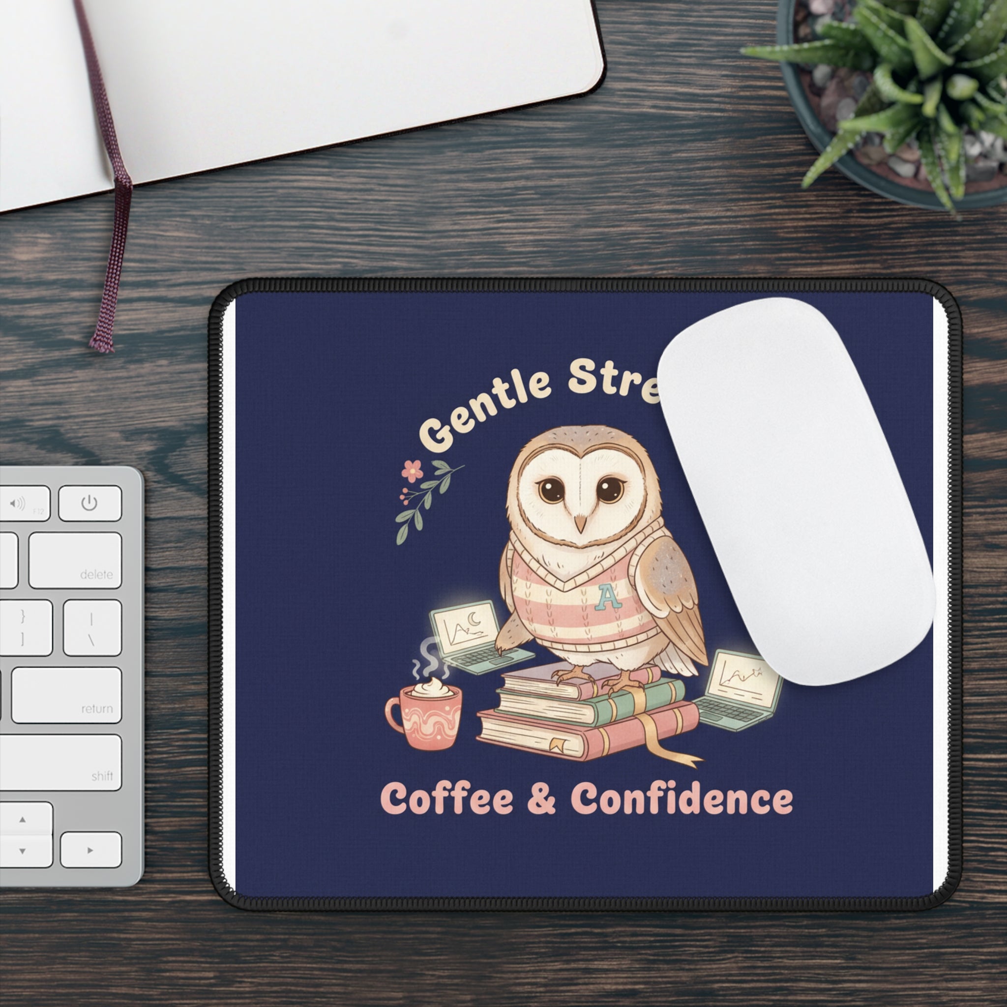 Owl Mouse Pad – Gentle Strength Coffee Confidence