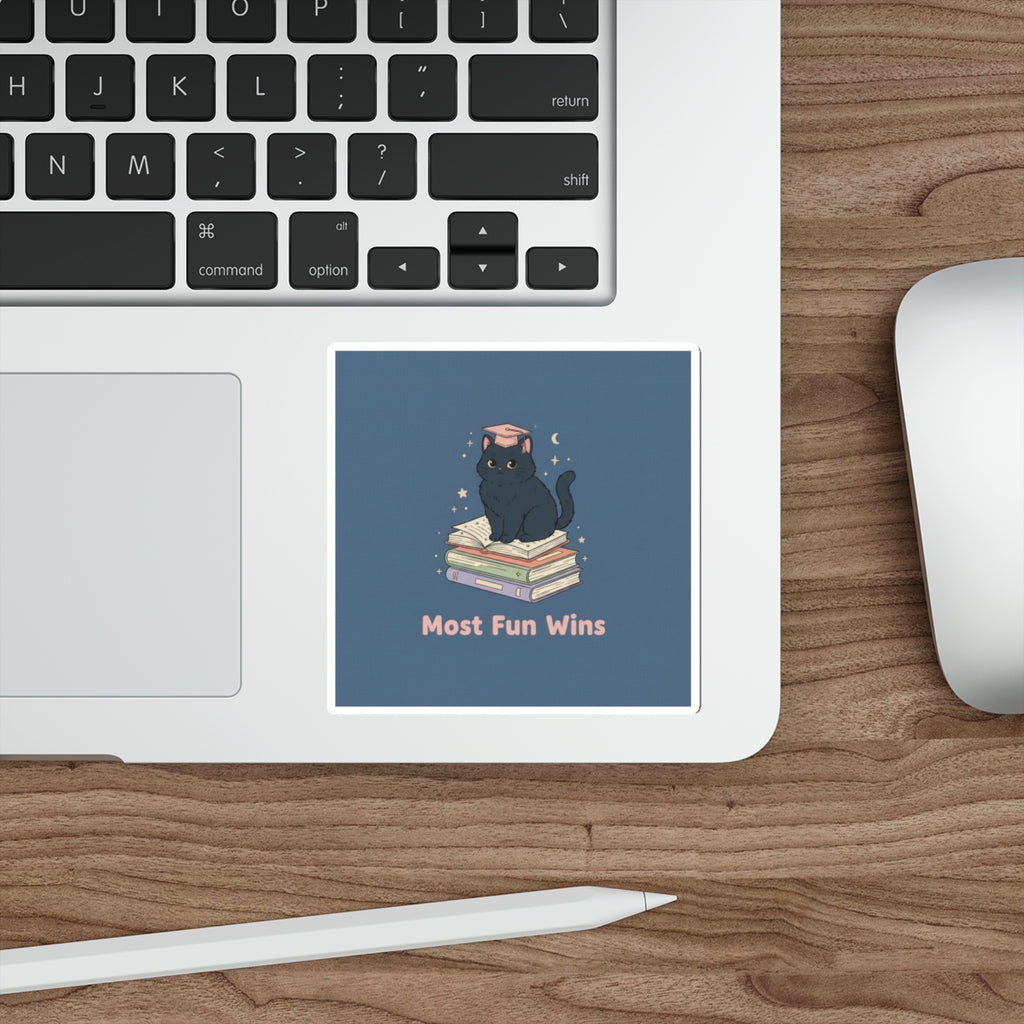 Black Cat Die-Cut Sticker – Most Fun Wins