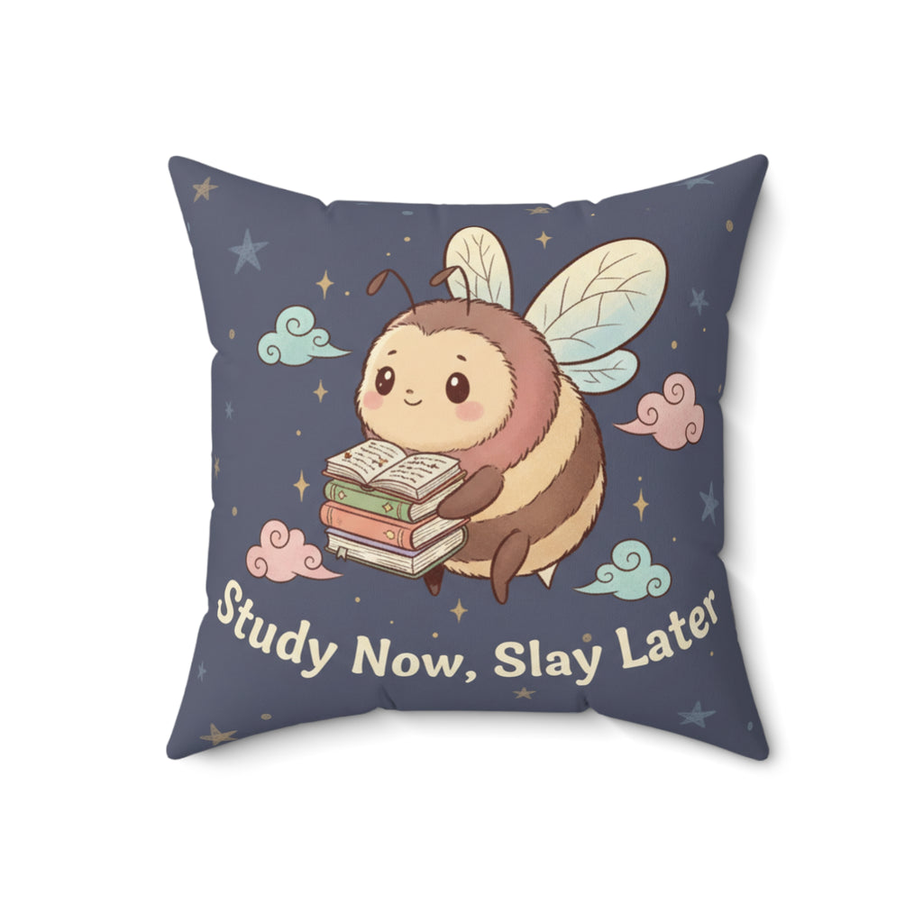 Bee Square Pillow – Study Now, Slay Later