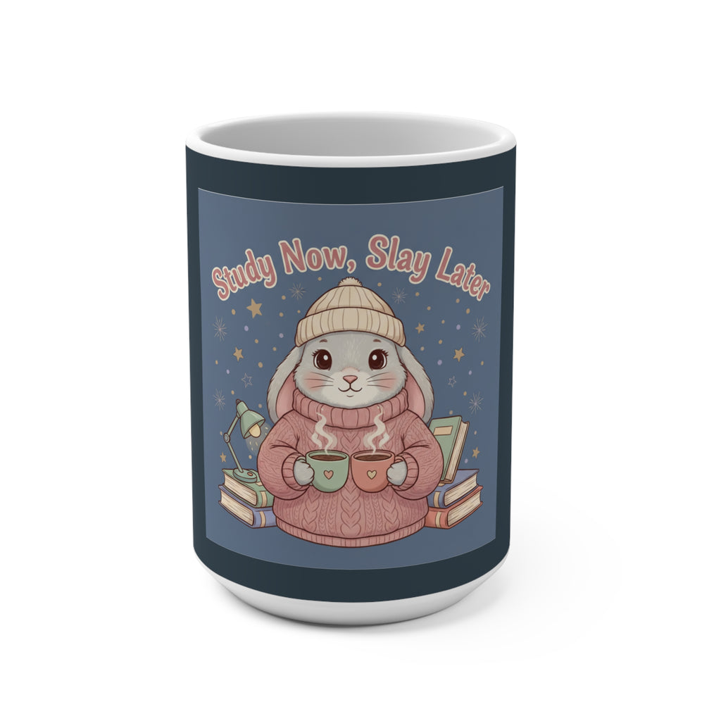 Rabbit Mug 15oz – Study Now, Slay Later