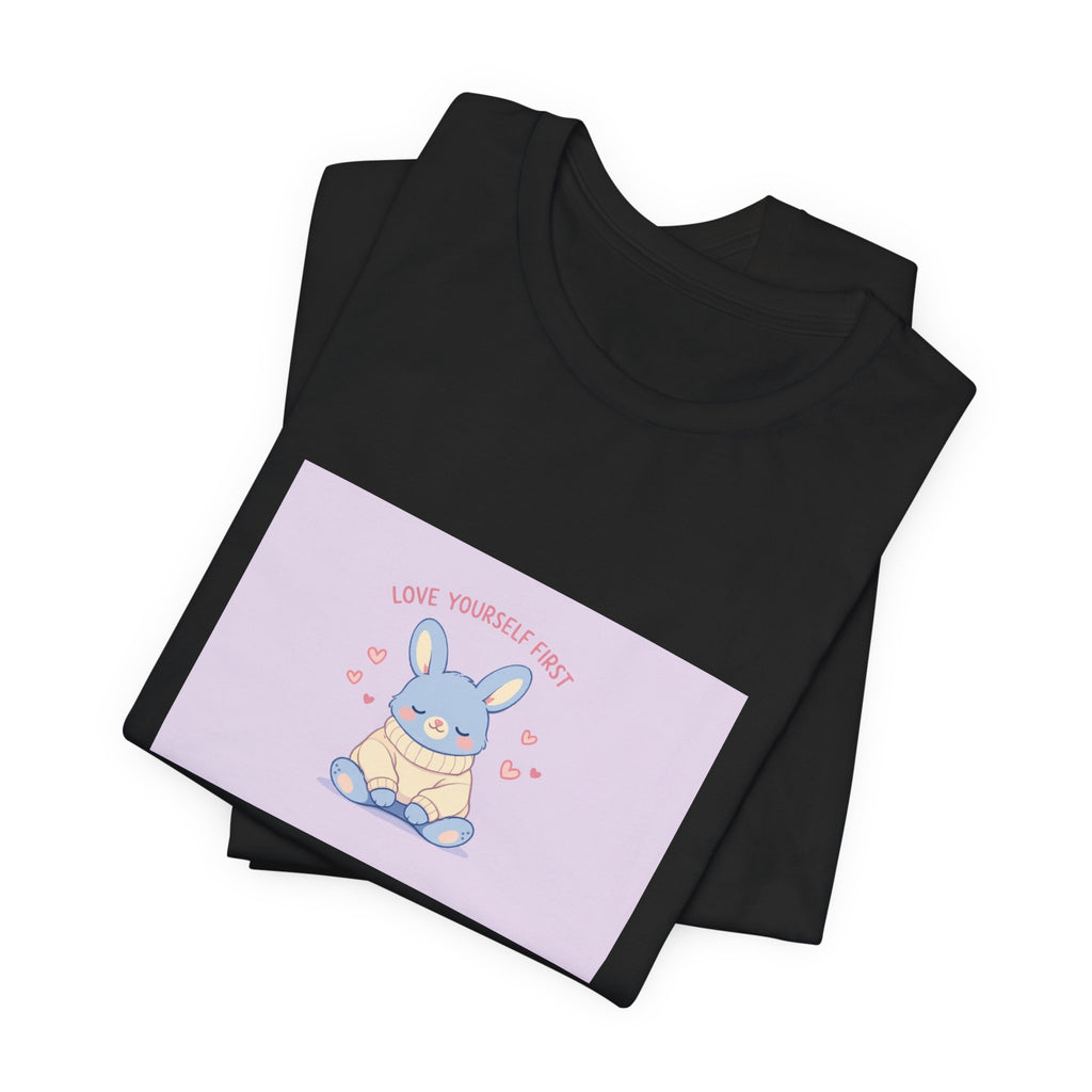 "LOVE YOURSELF FIRST" Black Cat Women Tee | College Girl Gift | Fashion | KayKay Classics