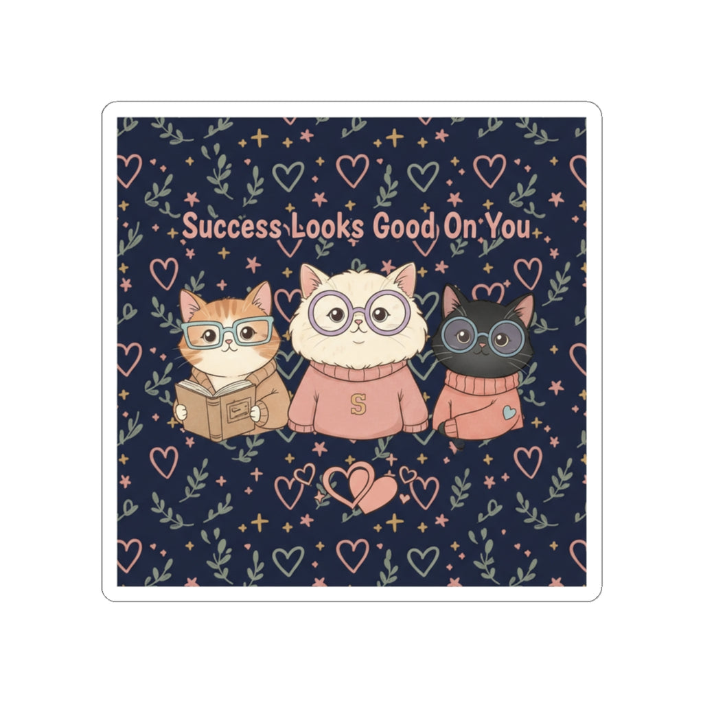 Cats With Glasses Kiss-Cut Sticker – Success Looks Good on You