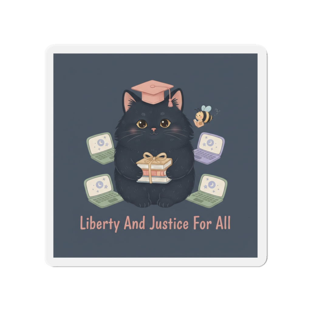 Black Cat Die-Cut Magnet – Liberty and Justice for All