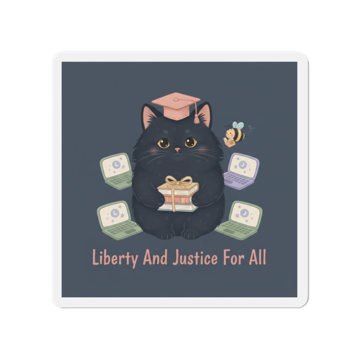 Black Cat Die-Cut Magnet – Liberty and Justice for All