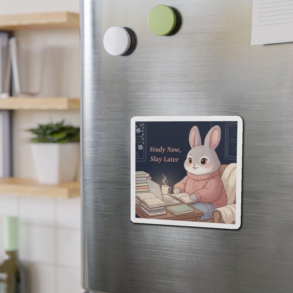 Rabbit Die-Cut Magnet – Study Now, Slay Later