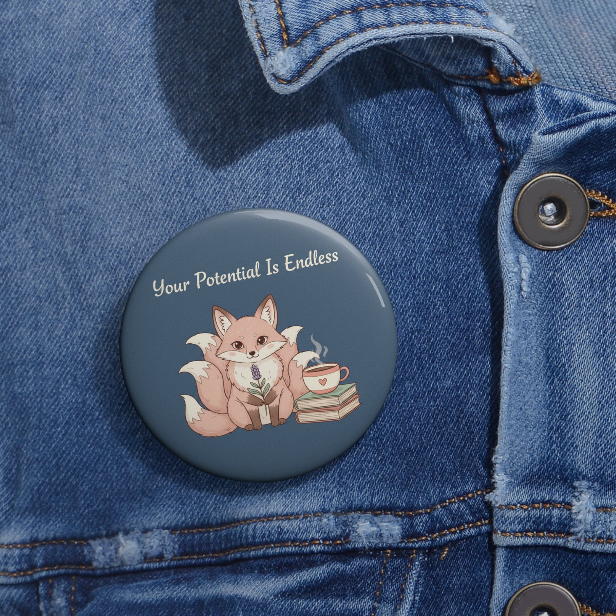 Kitsune Pin Button – Your Potential is Endless