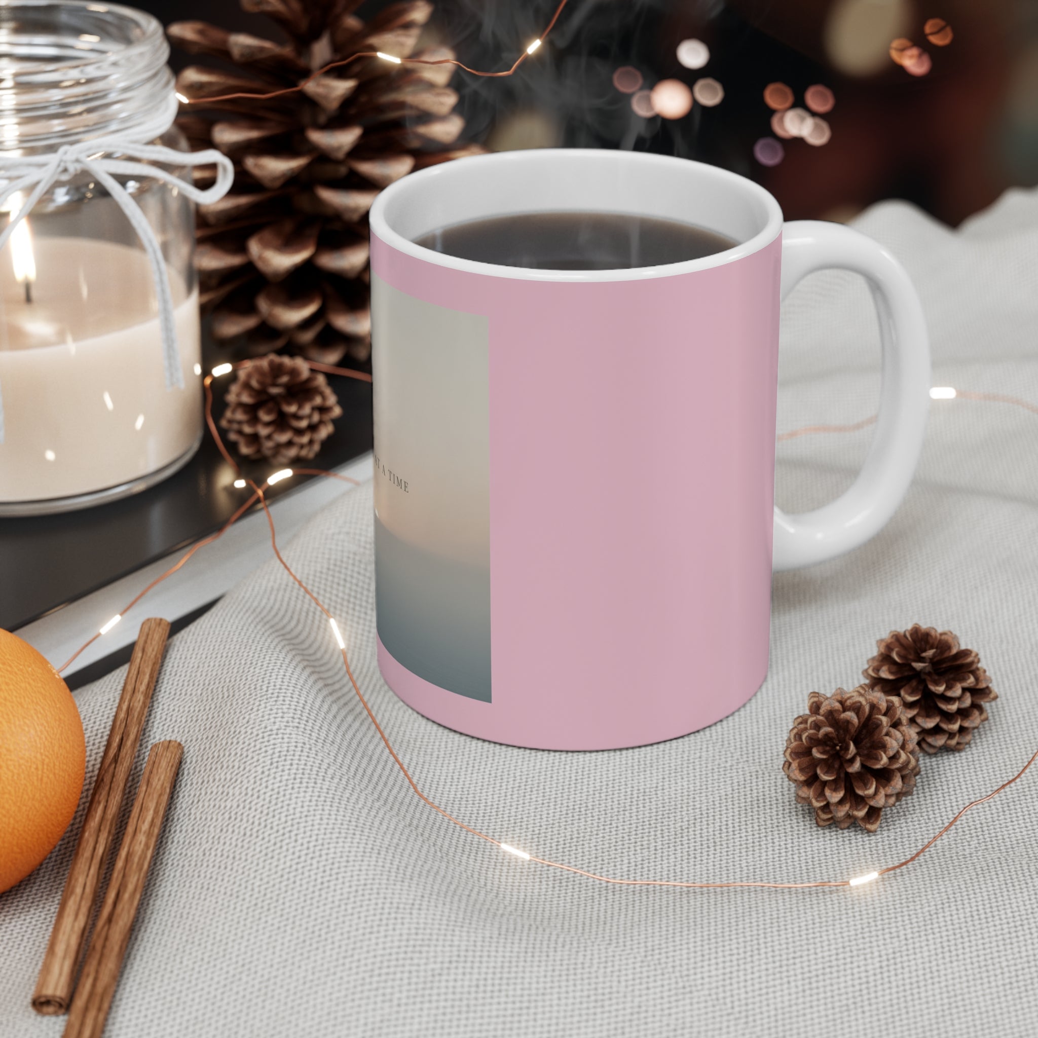 "ONE DAY AT A TIME" Black Cat Mug | College Girl Gift | Fashion | KayKay Classics