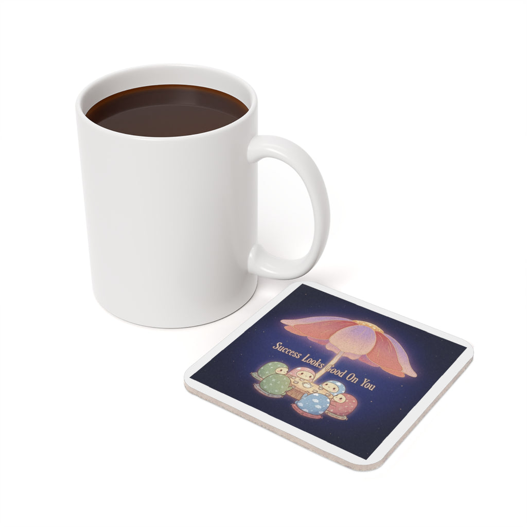 Tiny Chibi Creatures Cork Coaster – Success Looks Good on You