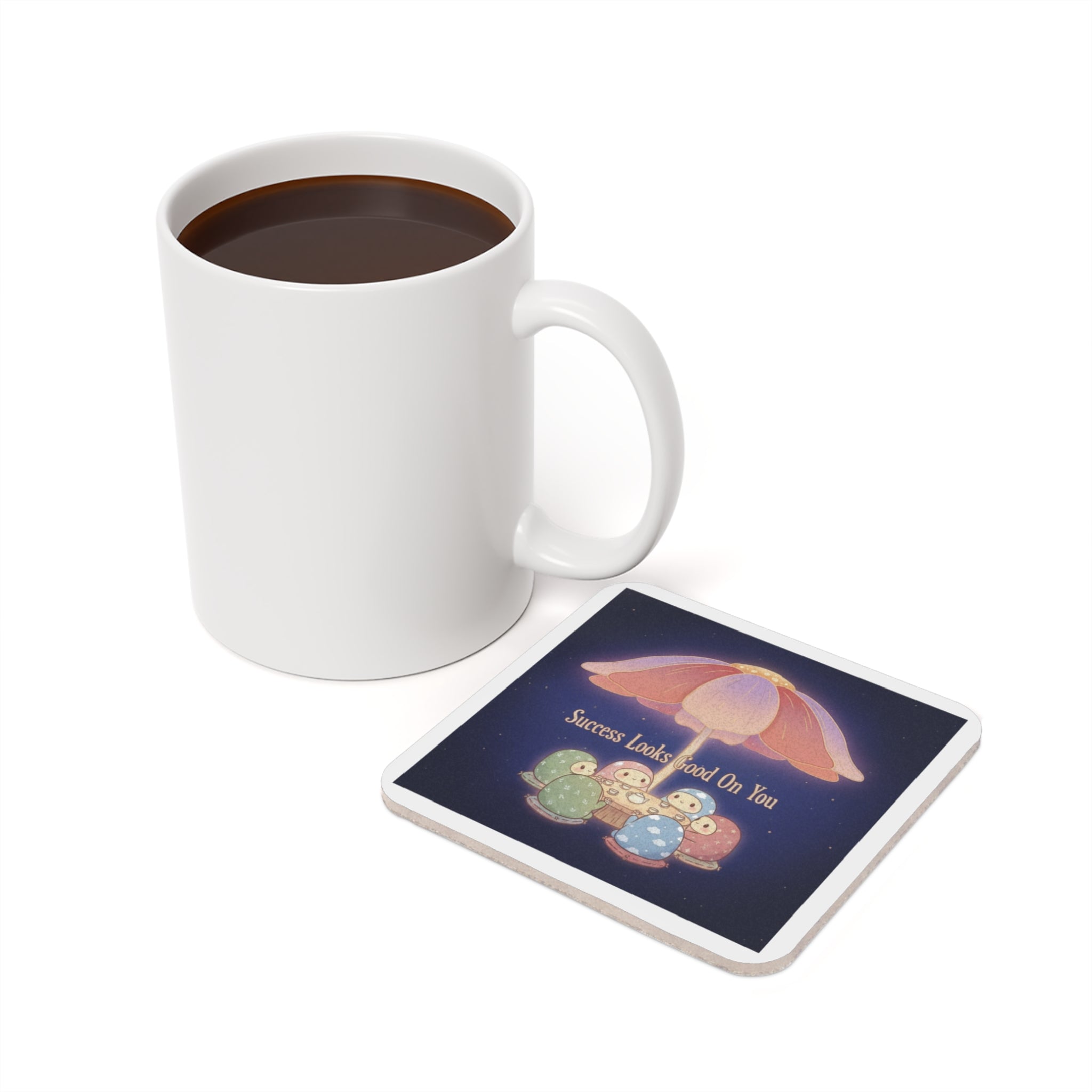 Tiny Chibi Creatures Cork Coaster – Success Looks Good on You