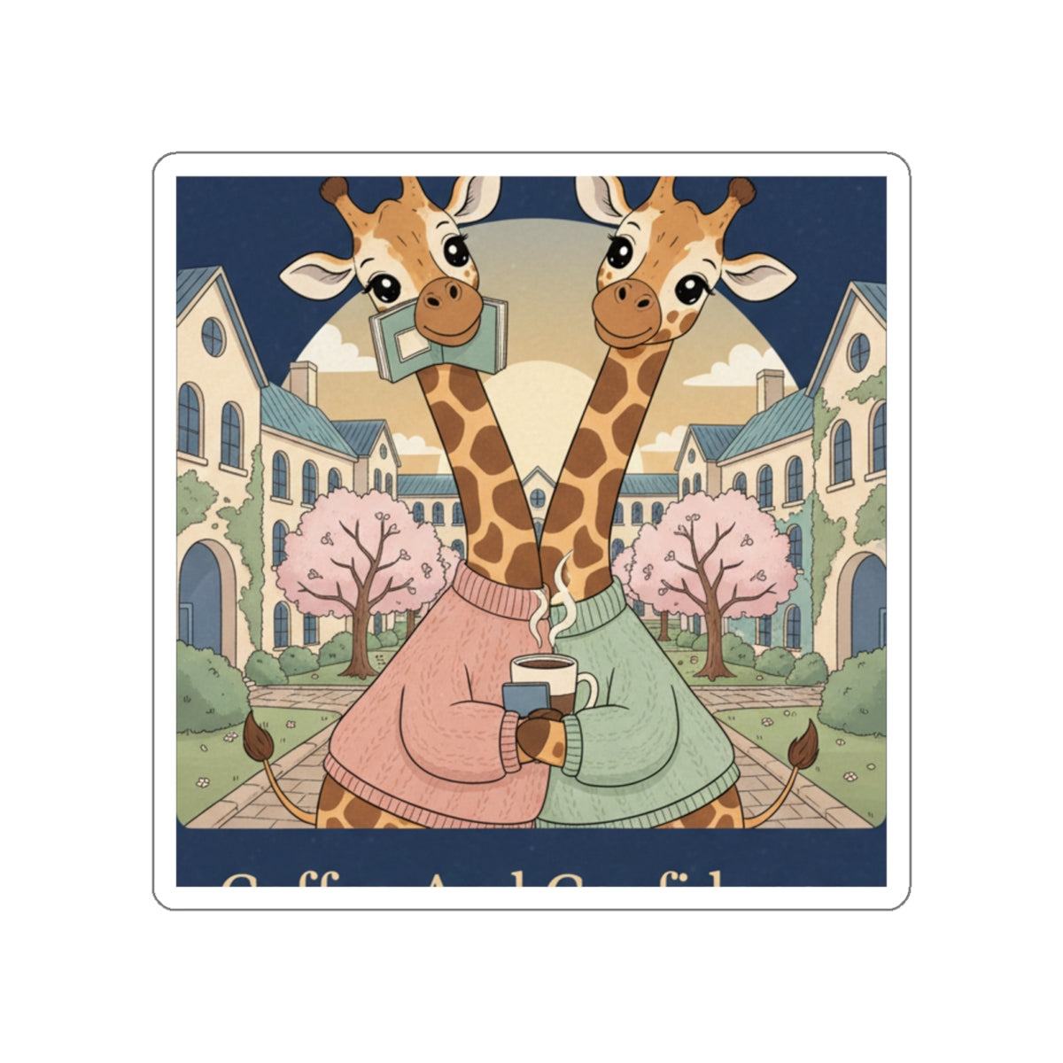 Giraffes Die-Cut Sticker – Coffee and Confidence