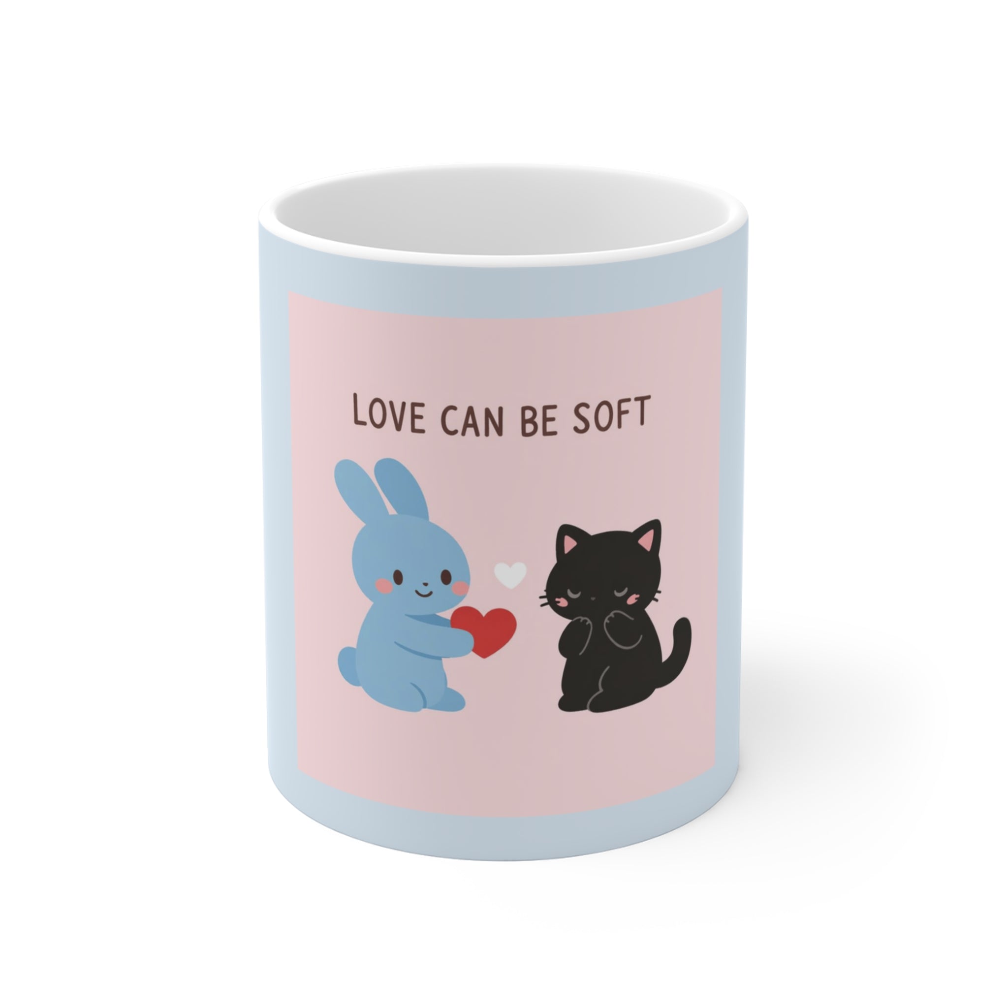 "LOVE CAN BE SOFT" Black Cat Mug | College Girl Gift | Fashion | KayKay Classics