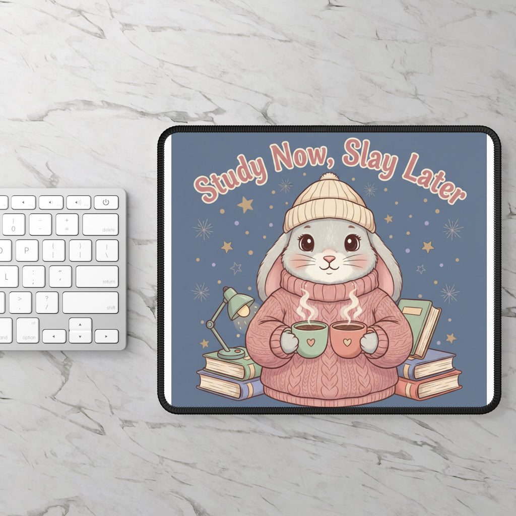 Rabbit Mouse Pad – Study Now, Slay Later