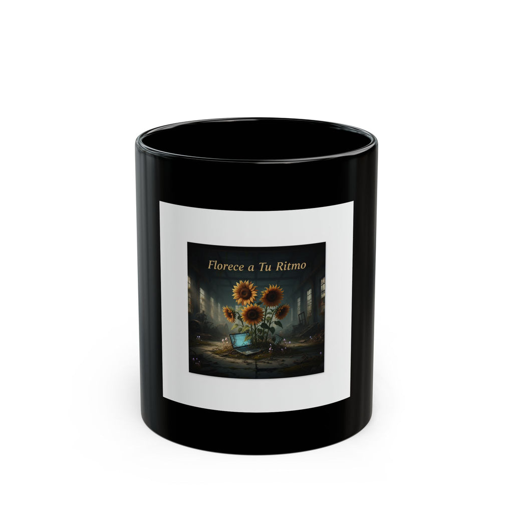Sunflowers Laptop Black Mug 11oz – Florece a Tu Ritmo