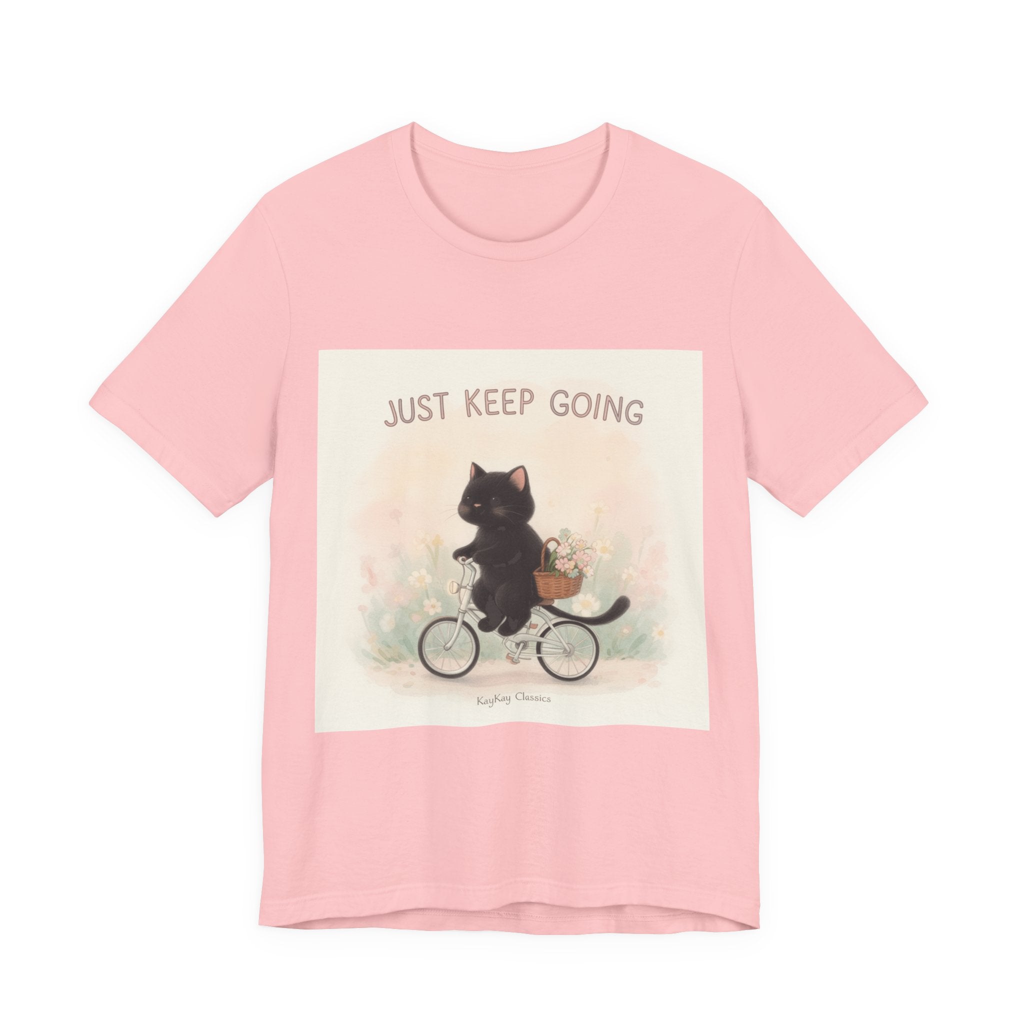 "JUST KEEP GOING" Black Cat Women Tee | College Girl Gift | Fashion | KayKay Classics