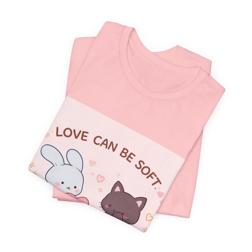 "LOVE CAN BE SOFT" Black Cat Women Tee | College Girl Gift | Fashion | KayKay Classics