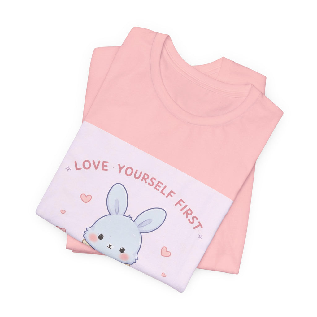 "LOVE YOURSELF FIRST" Black Cat Women Tee | College Girl Gift | Fashion | KayKay Classics