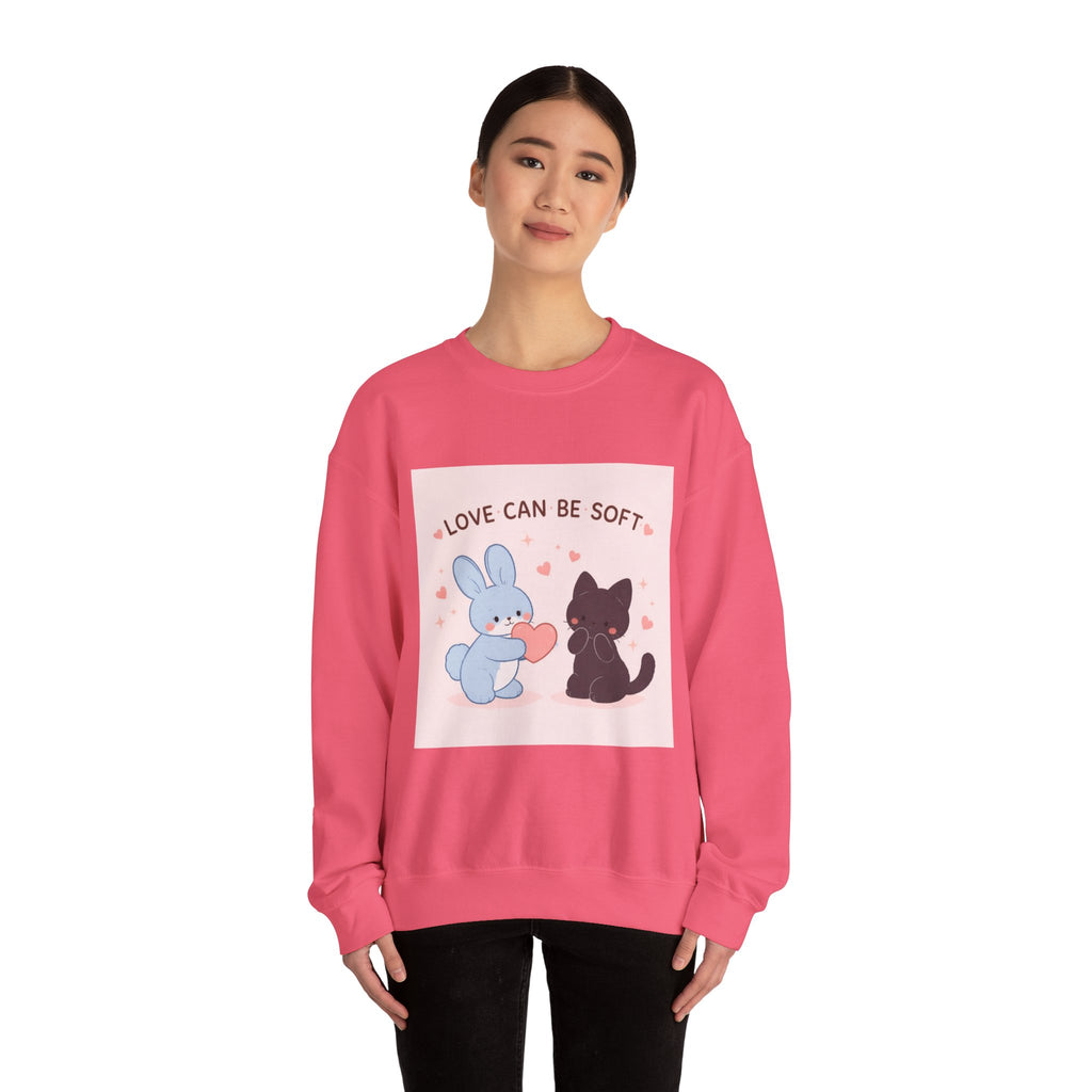 "LOVE CAN BE SOFT" Black Cat Crewneck | College Girl Gift | Fashion | KayKay Classics