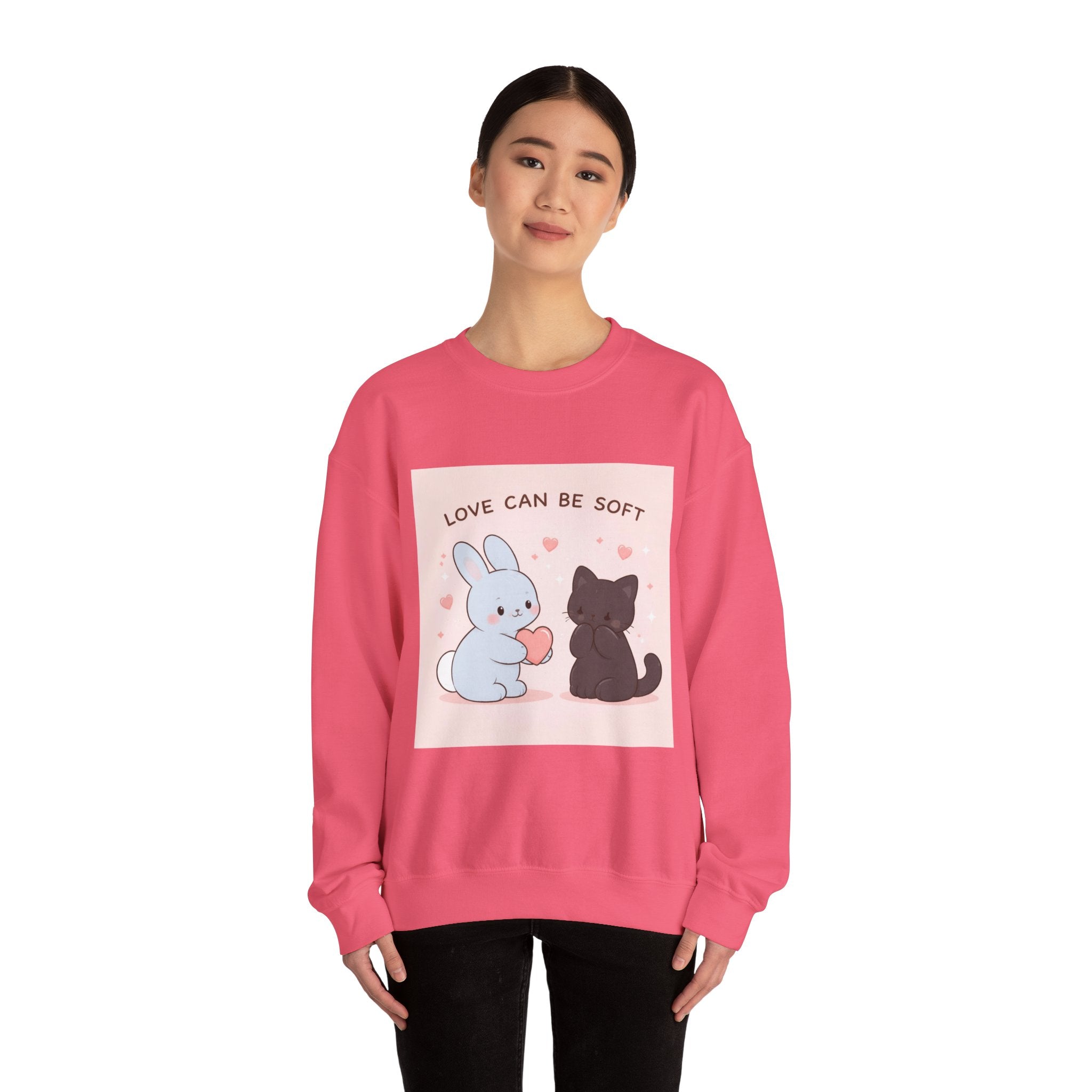 "LOVE CAN BE SOFT" Black Cat Crewneck | College Girl Gift | Fashion | KayKay Classics