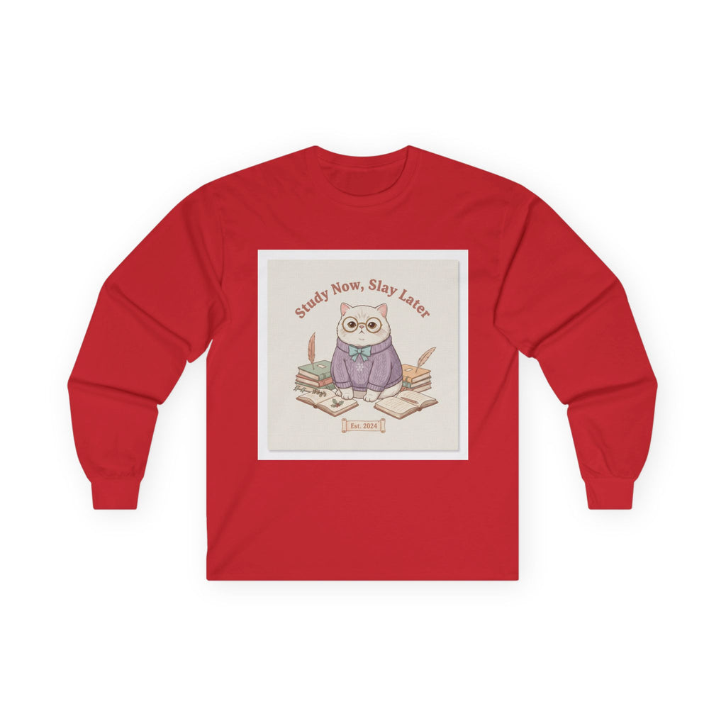Study Now, Slay Later Cat Long Sleeve Tee