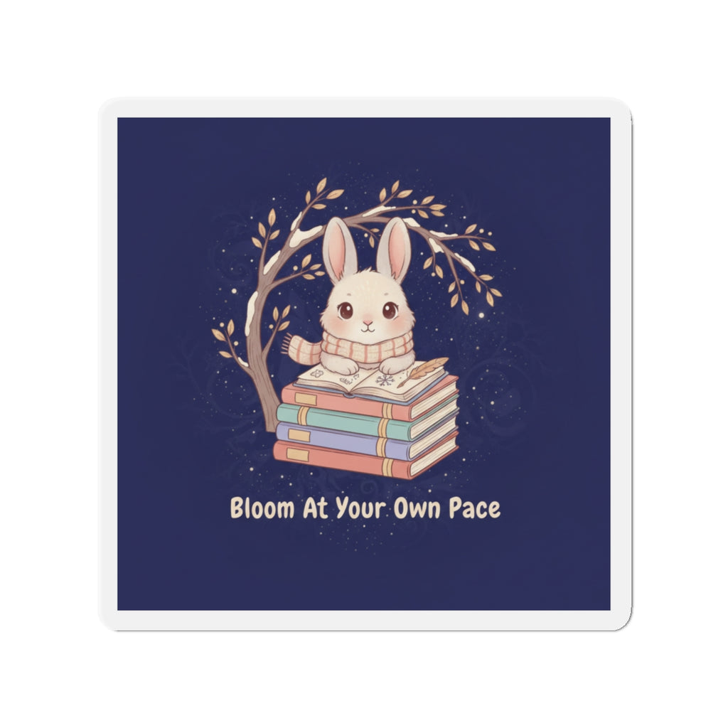 Rabbit Die-Cut Magnet – Bloom at Your Own Pace