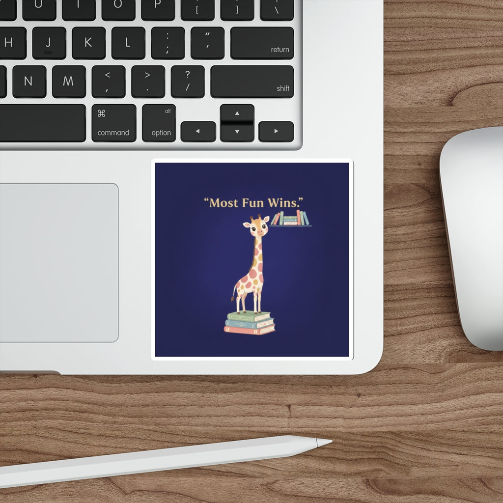 Giraffe Die-Cut Sticker – Most Fun Wins