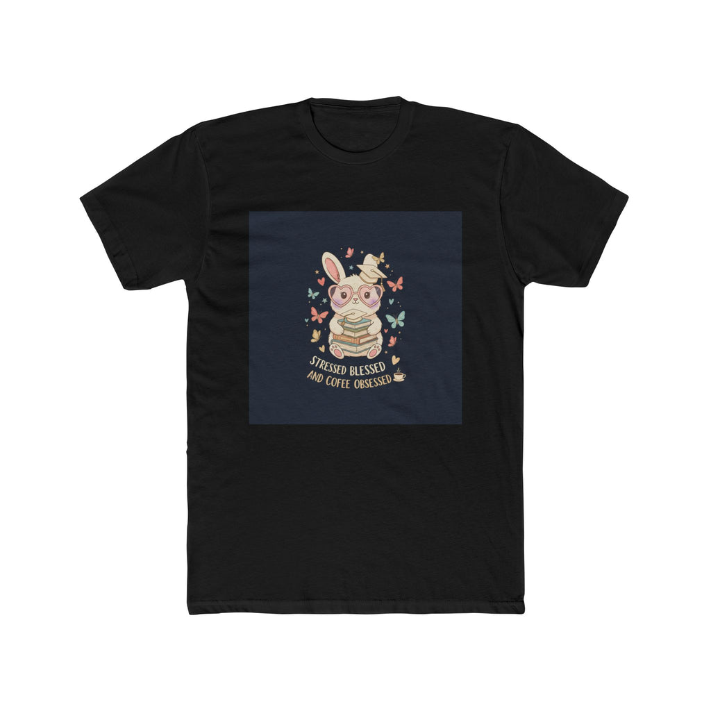 STRESSED BLESSED AND COFFEE OBSESSED Rabbit Unisex Tee