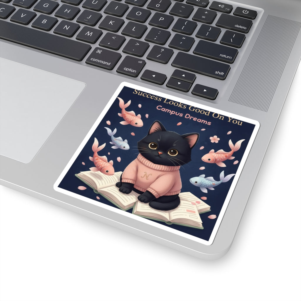 Black Cat Kiss-Cut Sticker – Success Looks Good on You Campus Dreams