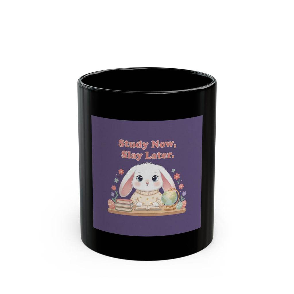 Bunny Black Mug 11oz – Study Now Slay Later