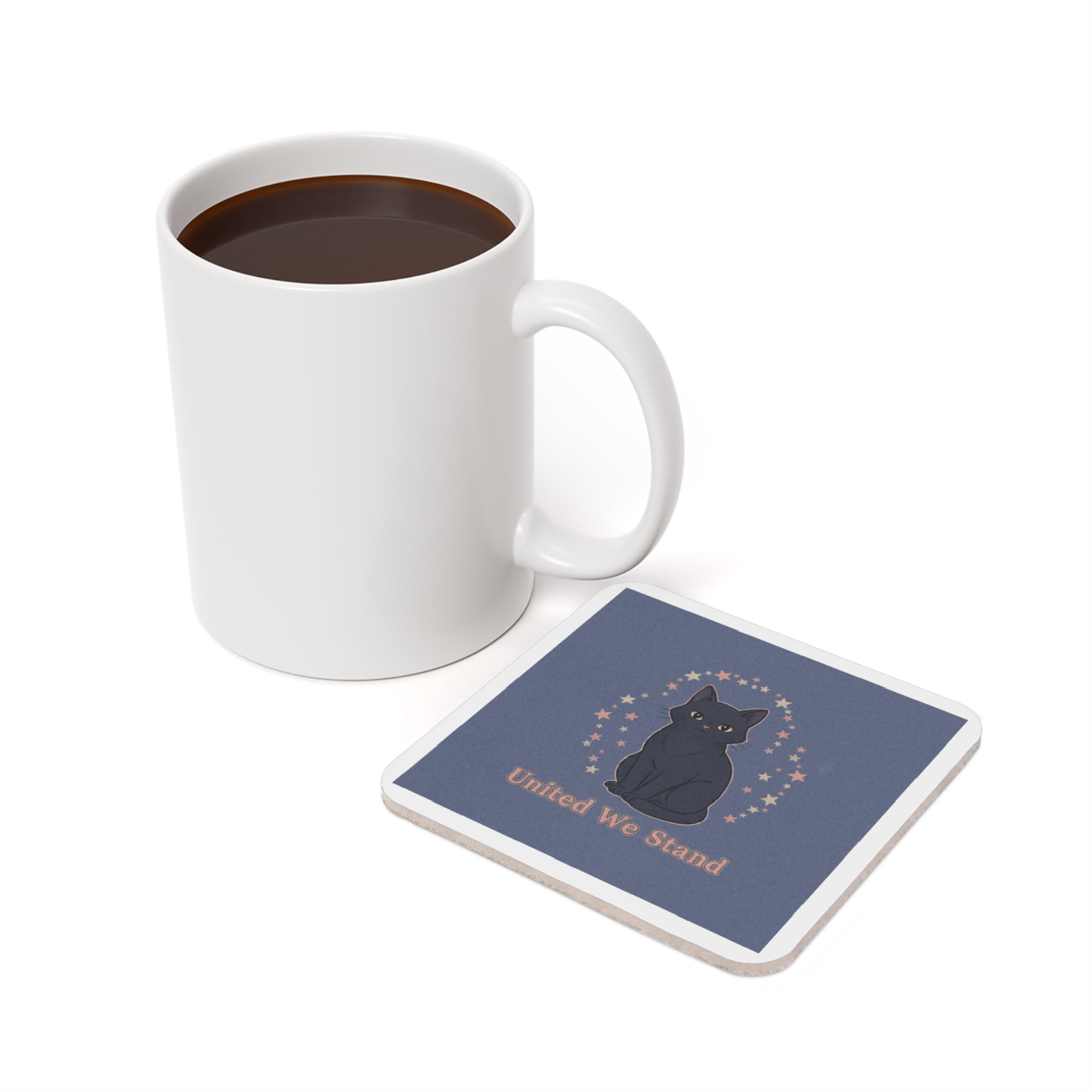 Black Cat Cork Coaster – United We Stand