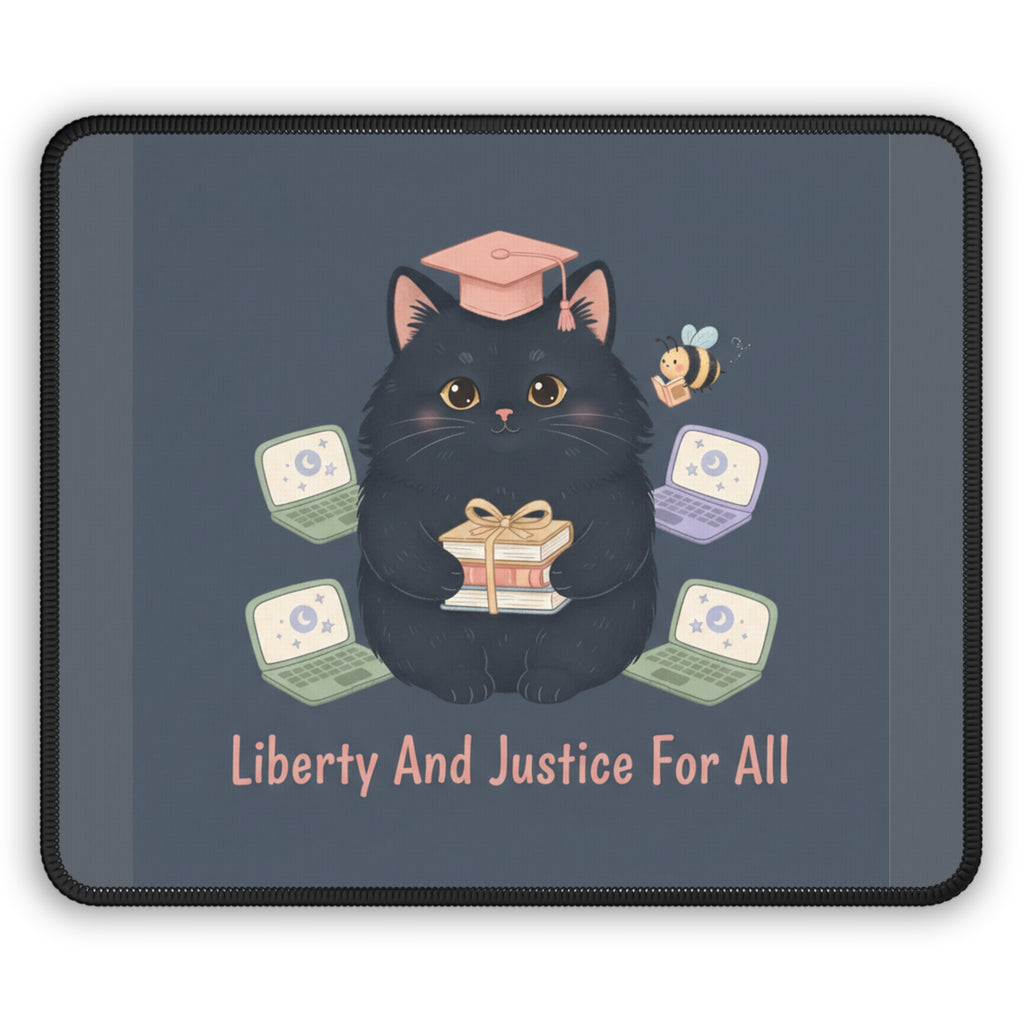 Black Cat Mouse Pad – Liberty and Justice for All
