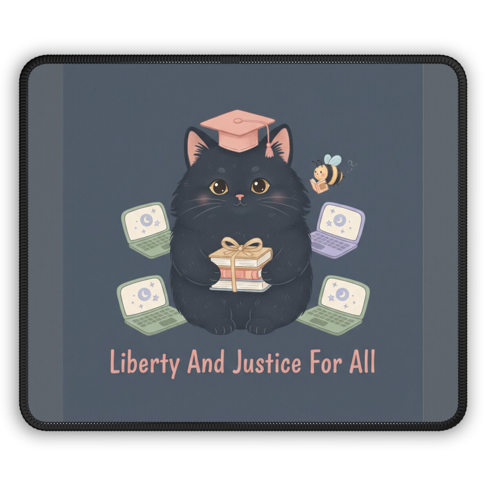 Black Cat Mouse Pad – Liberty and Justice for All