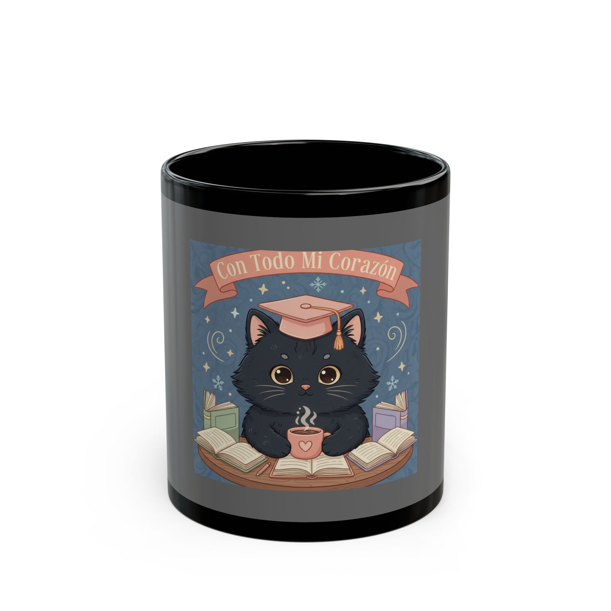 Cat Black Mug 11oz – Con Todo Mi Corazón