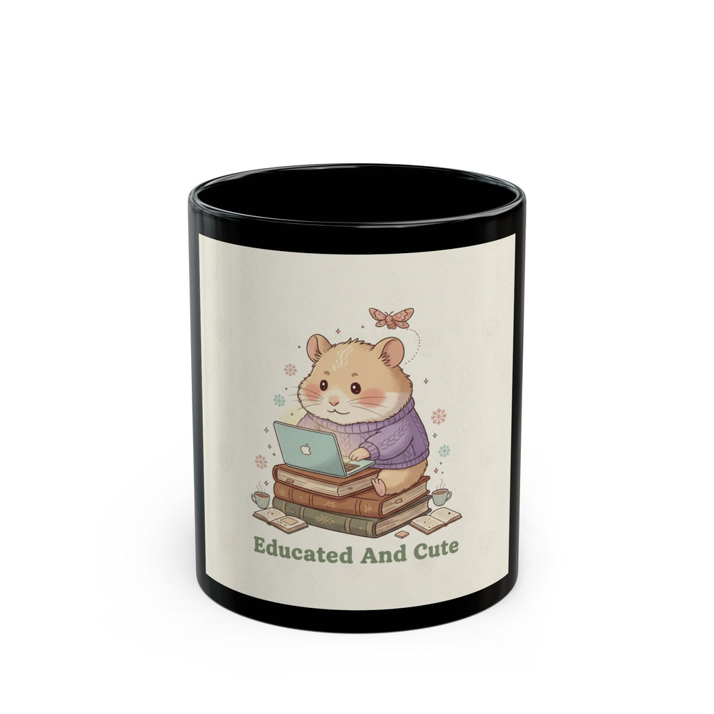 Educated And Cute Hamster Black Mug 11oz