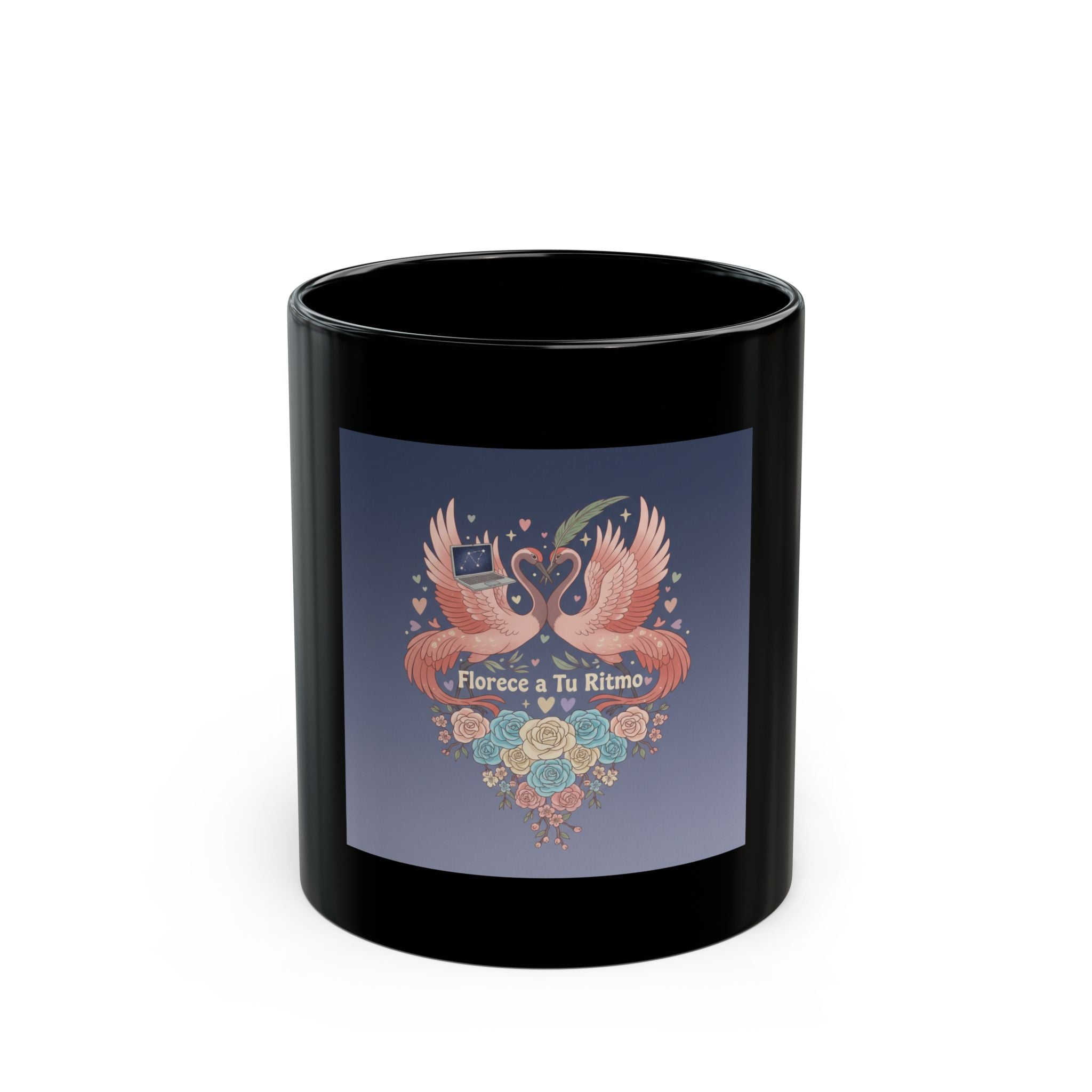 Florece a Tu Ritmo Flamingo Black Mug 11oz