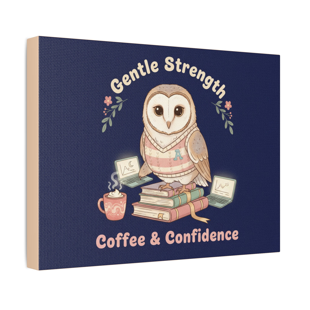 Owl Canvas Print – Gentle Strength Coffee Confidence