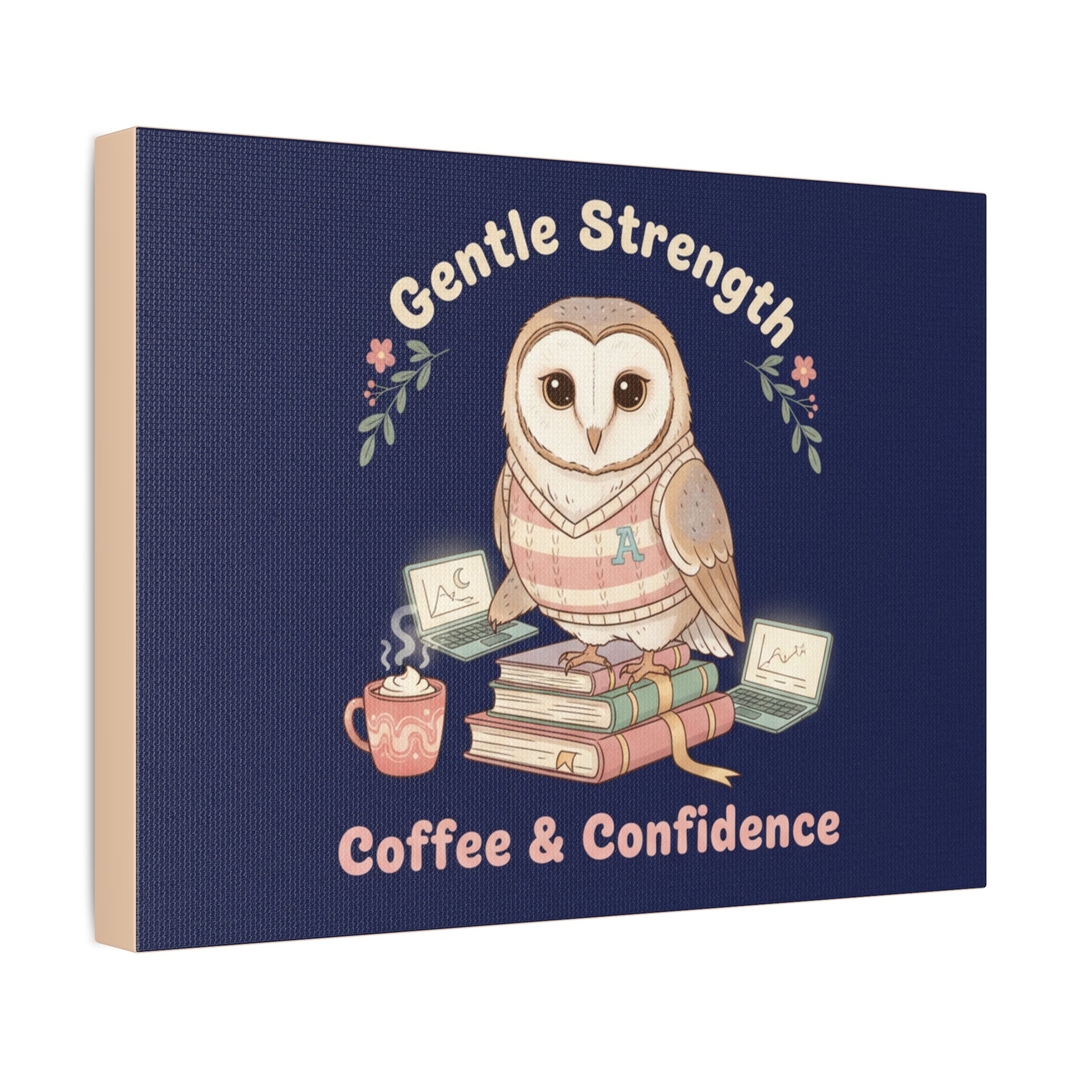 Owl Canvas Print – Gentle Strength Coffee Confidence
