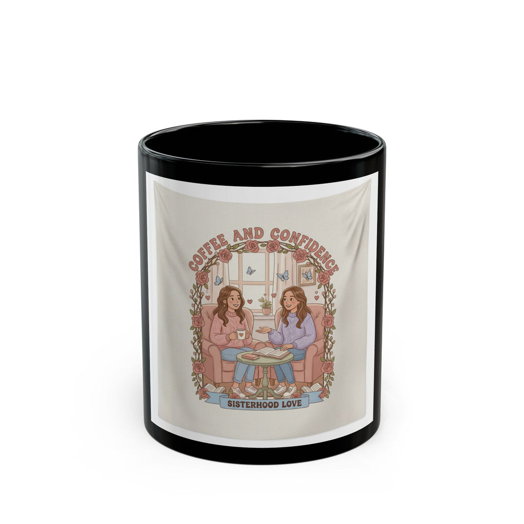 COFFEE AND CONFIDENCE Black Mug 11oz