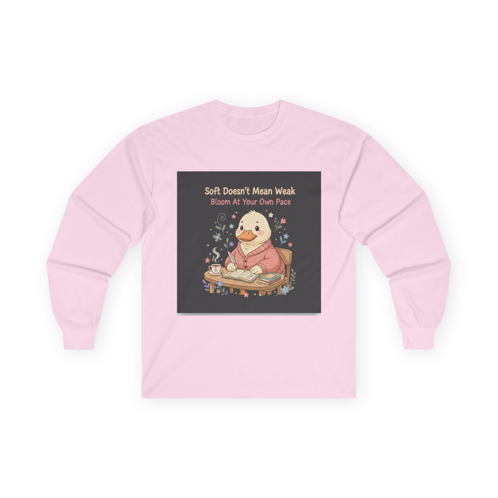 Duck In A Cardigan Long Sleeve Tee – Soft Doesnt Mean Weak Bloom at Your Own