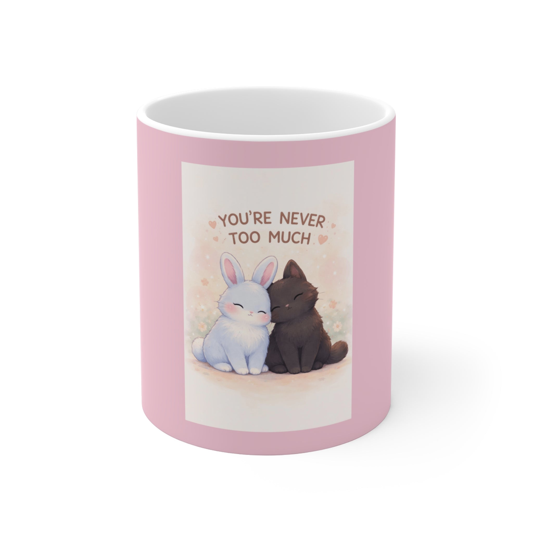 "YOU'RE NEVER TOO MUCH" Black Cat Mug | Trendy Gift for Her | Drinkware | KayKay Classics