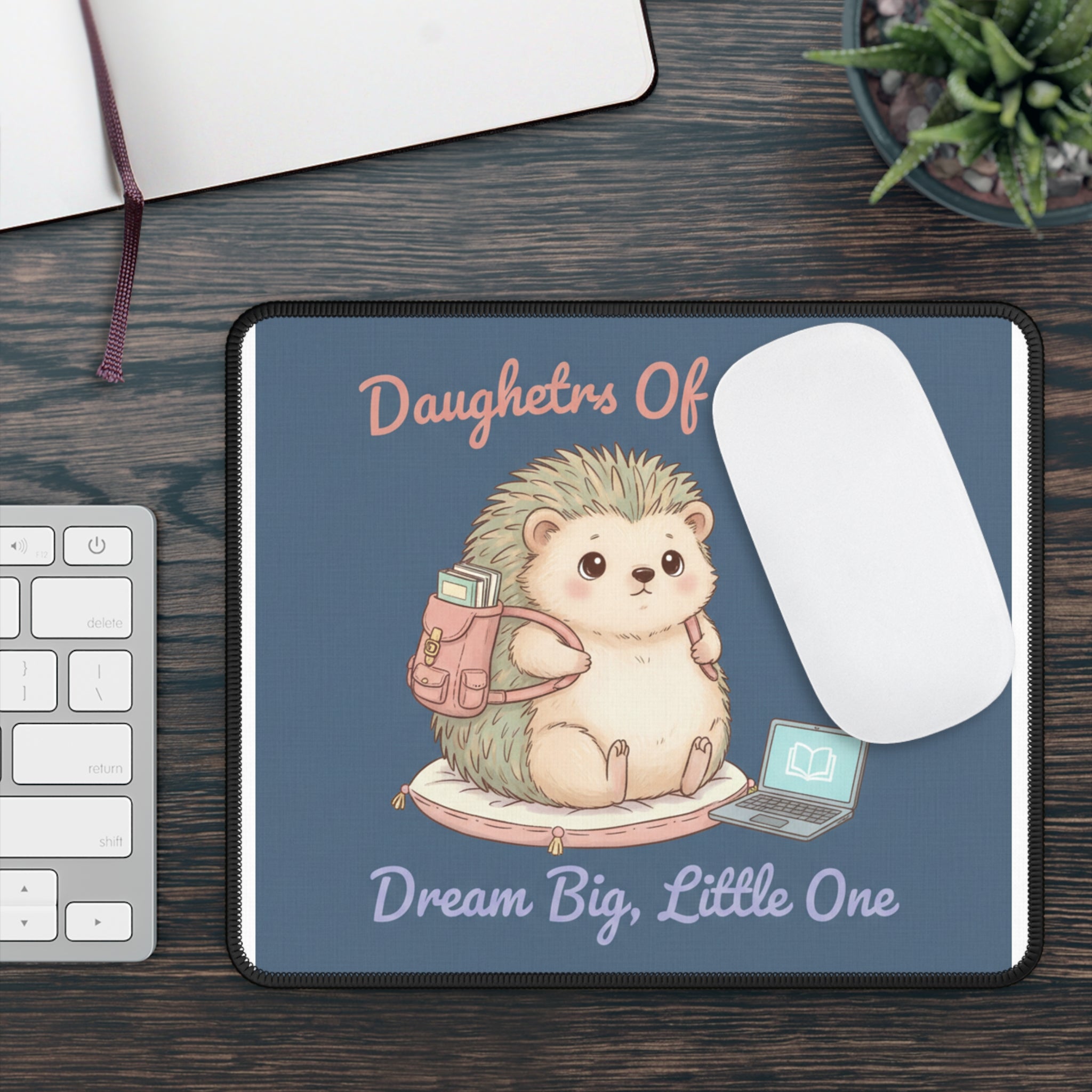 Hedgehog With Tiny Backpack Mouse Pad – Daughters of Liberty Dream Big Little on