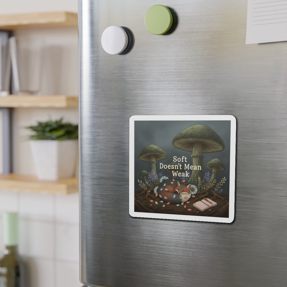 Fox Die-Cut Magnet – Soft Doesnt Mean Weak