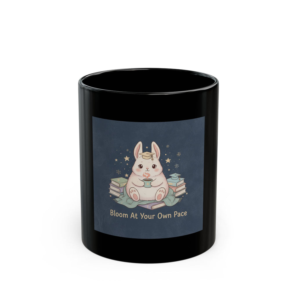 Bunny Black Mug 11oz – Bloom at Your Own Pace