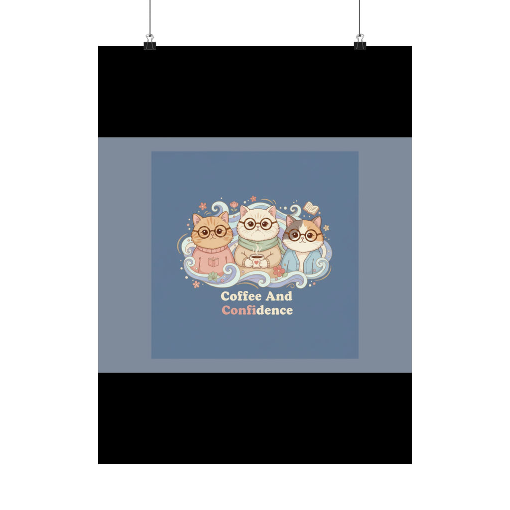 Cats With Glasses Poster – Coffee and Confidence