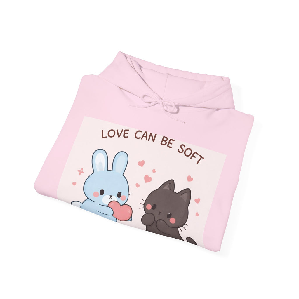 "LOVE CAN BE SOFT" Black Cat Hoodie | College Girl Gift | Fashion | KayKay Classics